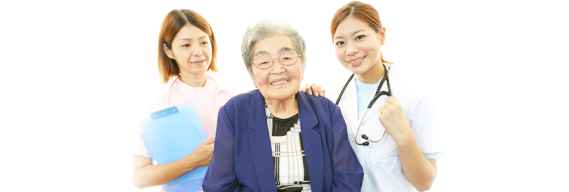 asian medical doctor and senior woman smiling
